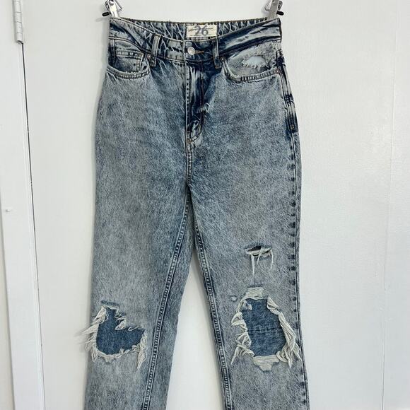 Free People My Own Lane Jeans Distressed Denim Straight Leg High Rise | Size: 26 - Picture 2 of 11